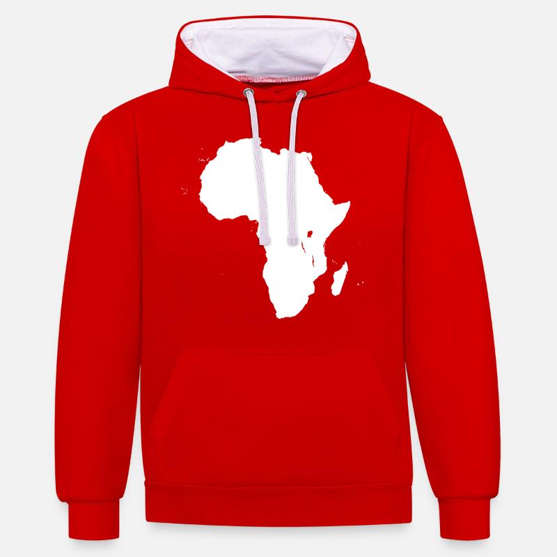 Continent Africain - Sweat à capuche contrasté - rouge/blanc