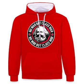 No War But Class War II - Kontrast-Hoodie - Rot/Weiß - Vorne - Liana (172cm) & Jaron (178cm)