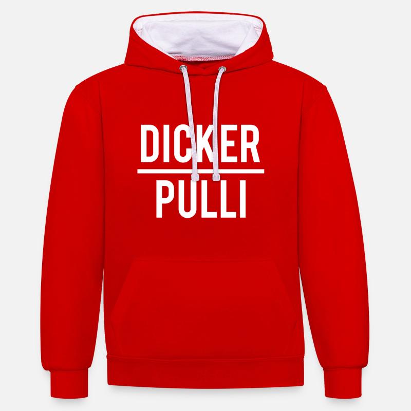 Dicker Pulli - Kontrast-Hoodie - Rot/Weiß