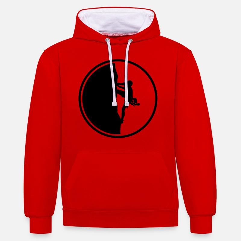 escalade, alpinisme, silhouette, cercle - Sweat à capuche contrasté - rouge/blanc