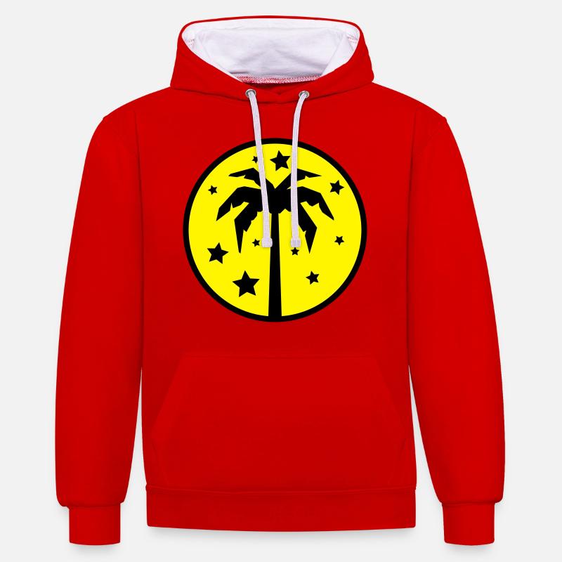 Palm Tree Beach - Sweat à capuche contrasté - rouge/blanc