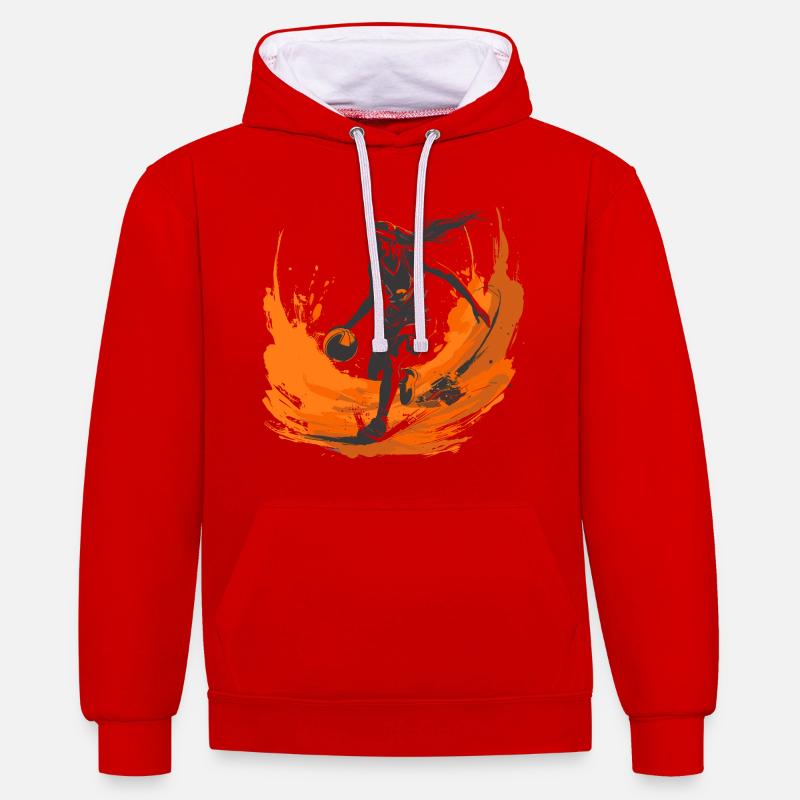 Basketteur - Sweat à capuche contrasté - rouge/blanc