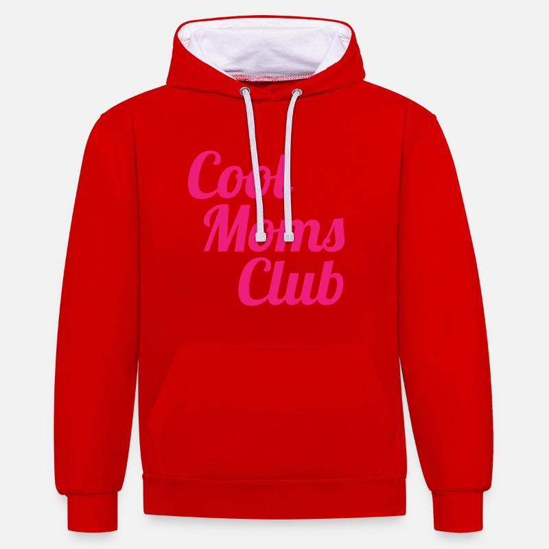 Club des mamans cool - Sweat à capuche contrasté - rouge/blanc