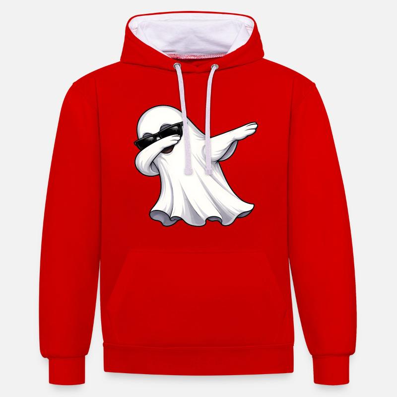 Dab Ghost - Sweat à capuche contrasté - rouge/blanc