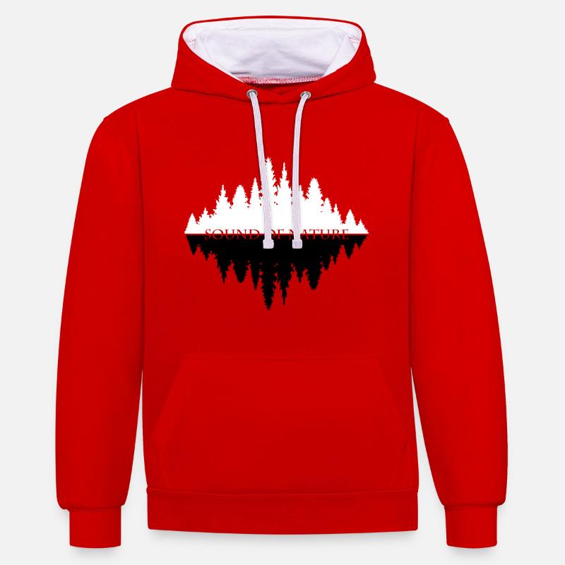 SON DE NATURE - Sweat à capuche contrasté - rouge/blanc
