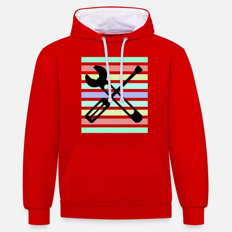 Conception d'outils Sunset - Sweat à capuche contrasté - rouge/blanc