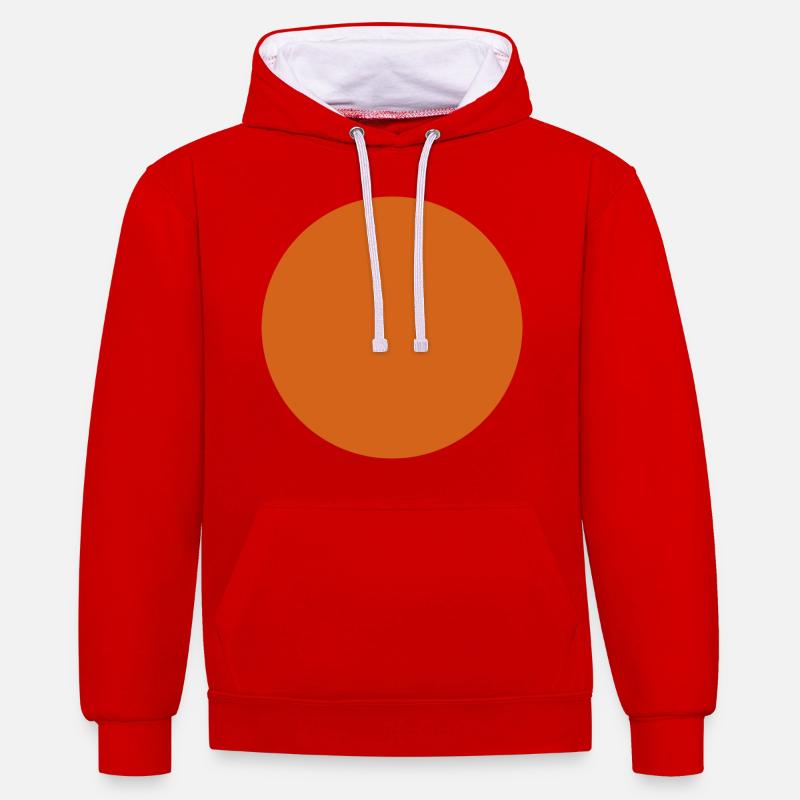 Orange - Cercle - Citrouille - Sweat à capuche contrasté - rouge/blanc