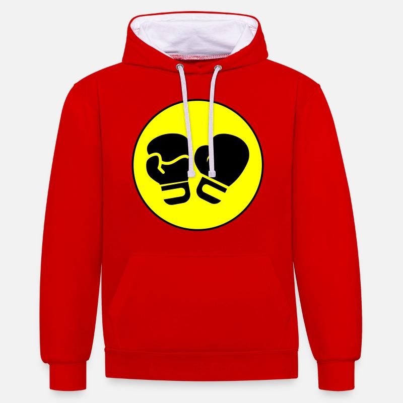 Symbole des gants de boxe - Sweat à capuche contrasté - rouge/blanc