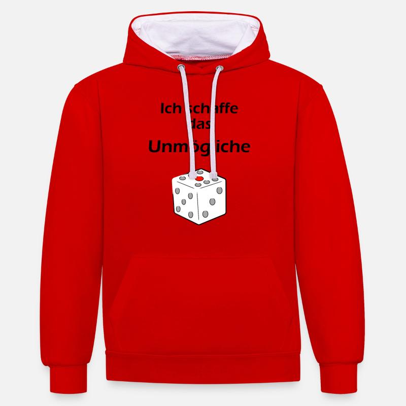 Ich schaffe das Unmögliche - Kontrast-Hoodie - Rot/Weiß