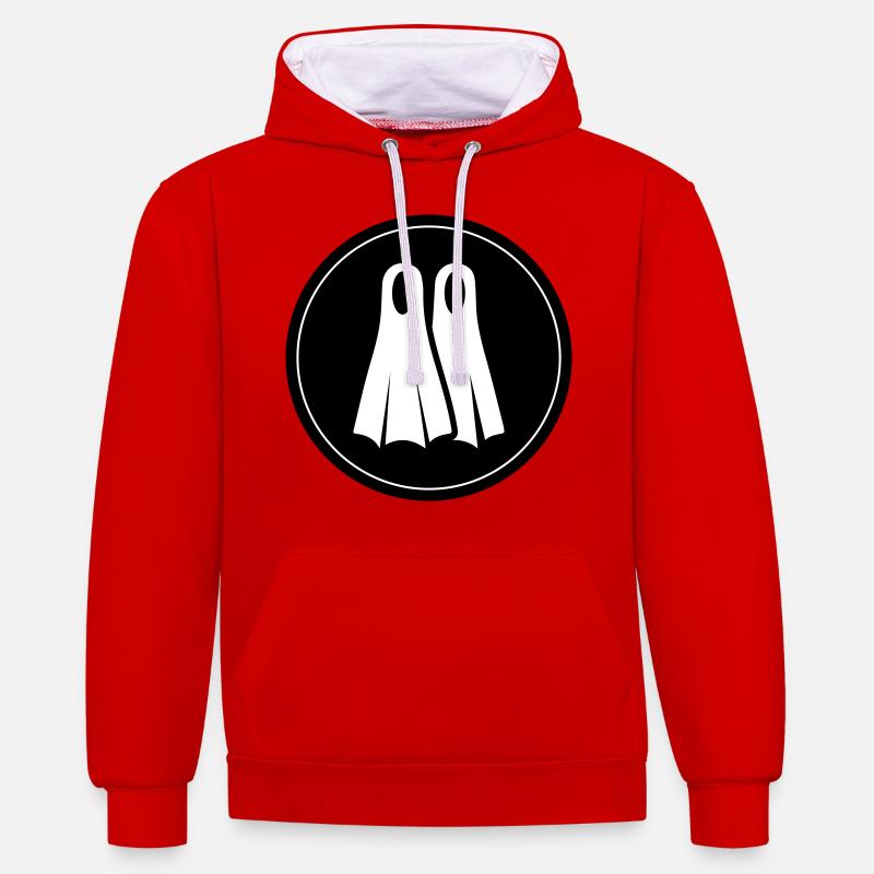 Cercle de nageoires de plongée - Sweat à capuche contrasté - rouge/blanc