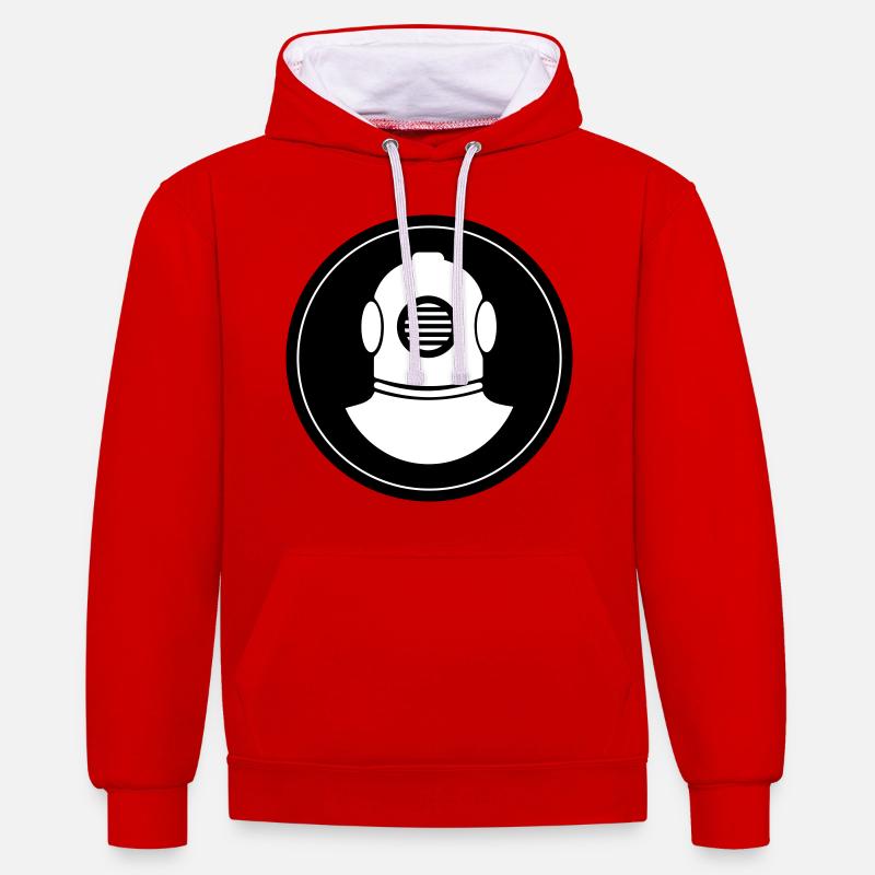 Cercle de casques de plongée - Sweat à capuche contrasté - rouge/blanc