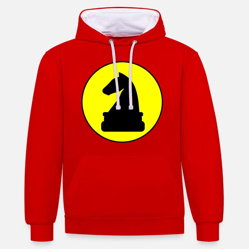 Pièce d’échecs de cheval - Sweat à capuche contrasté - rouge/blanc