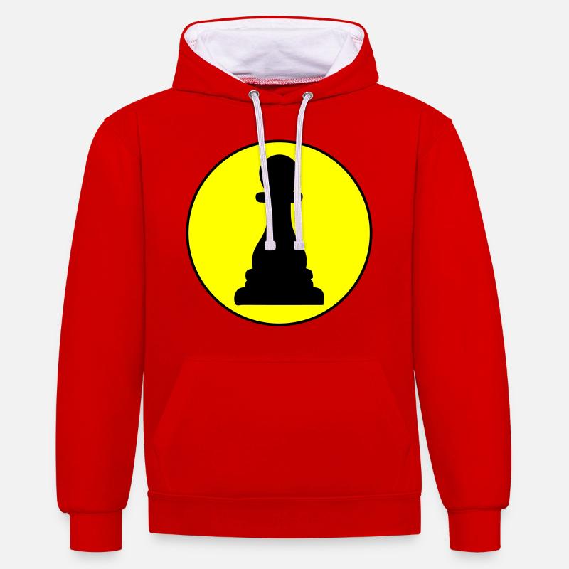 Läufer Bauer Schachfigur - Kontrast-Hoodie - Rot/Weiß