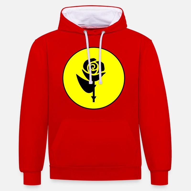 Symbole de l’icône rose - Sweat à capuche contrasté - rouge/blanc