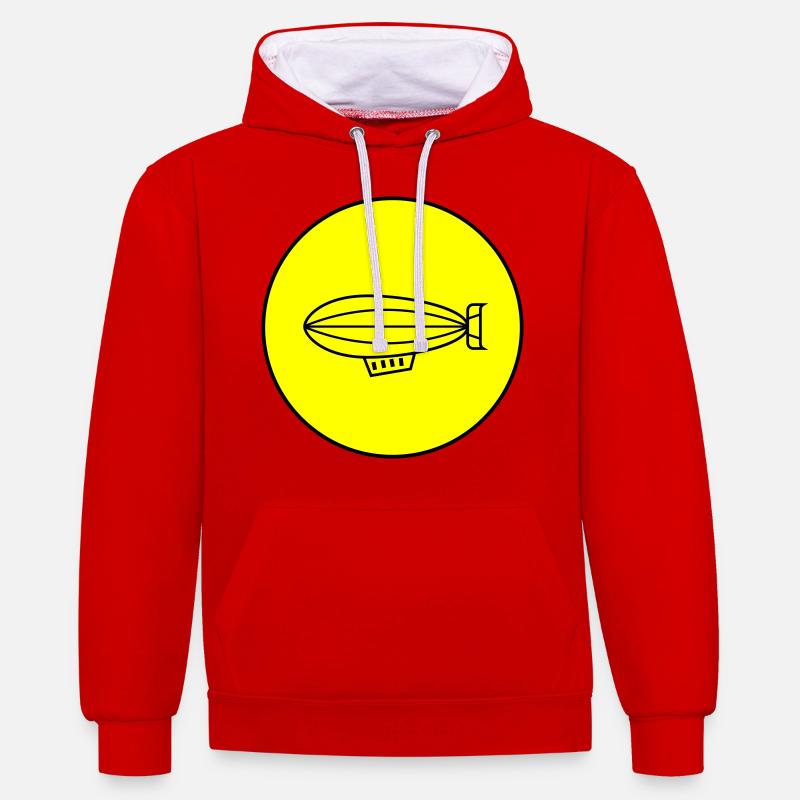 Symbole de l’icône Zeppelin - Sweat à capuche contrasté - rouge/blanc