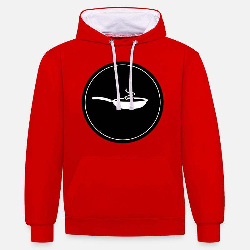 Cuisson à la poêle - Sweat à capuche contrasté - rouge/blanc