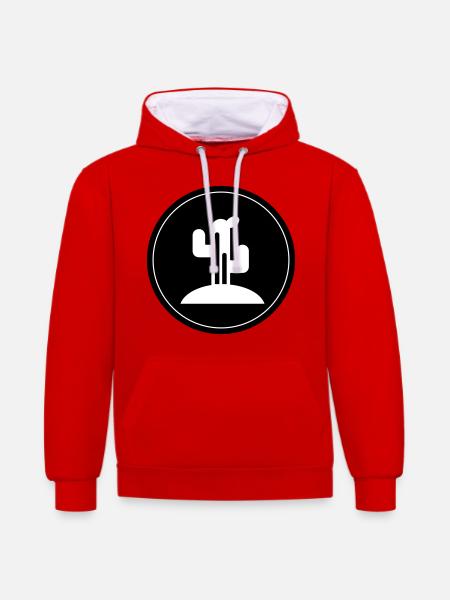 Cactus plant - Contrast hoodie - red/white