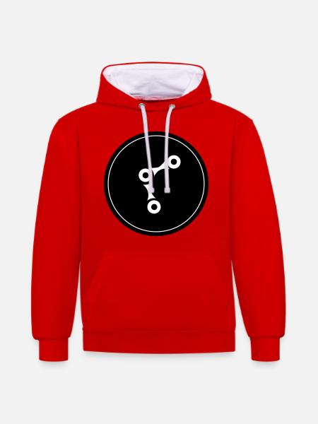 Bicycle Cycling Chain - Contrast hoodie - red/white