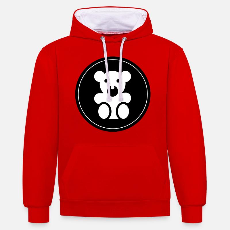 Ours en peluche bébé ours - Sweat à capuche contrasté - rouge/blanc