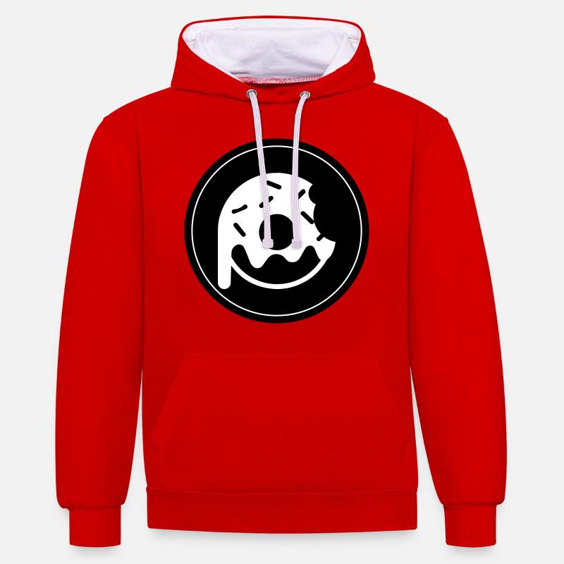 Donut Symbol - Kontrast-Hoodie - Rot/Weiß