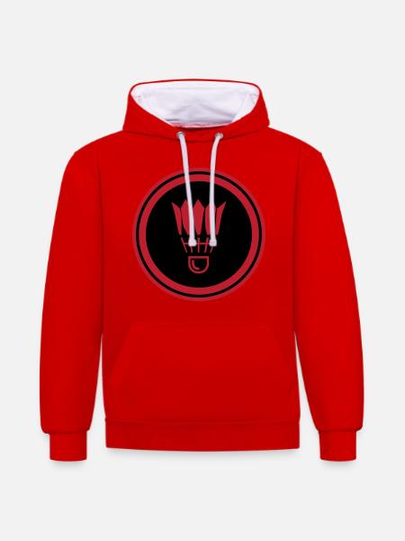 Badminton Symbol - Contrast hoodie - red/white