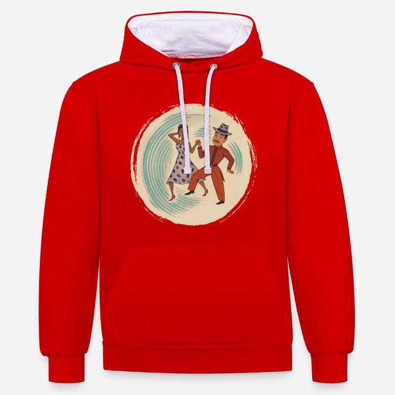 DANCER LOVERS #2 - nice people - Sweat à capuche contrasté - rouge/blanc