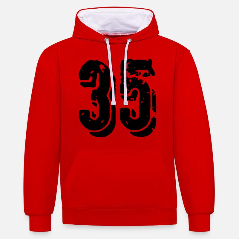 Maillot à 35 chiffres - Sweat à capuche contrasté - rouge/blanc