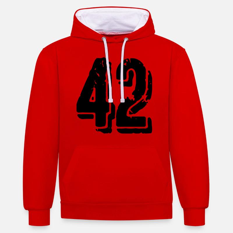 Maillot à 42 numéros - Sweat à capuche contrasté - rouge/blanc