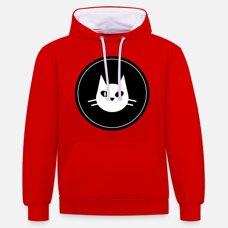 Cercle de tête de chat - Sweat à capuche contrasté - rouge/blanc