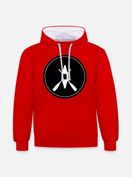 Canoe icon circle - Contrast hoodie - red/white