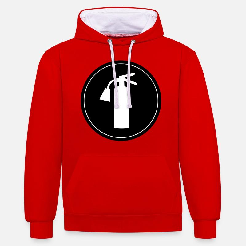 Icône extincteur - Sweat à capuche contrasté - rouge/blanc
