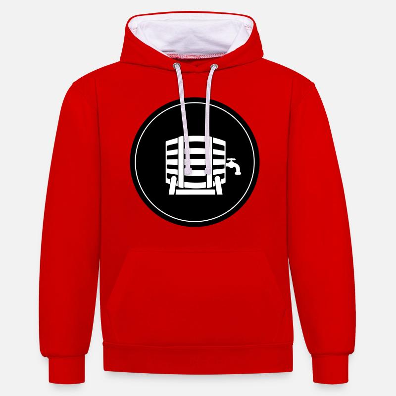 Bière en fût de bière - Sweat à capuche contrasté - rouge/blanc