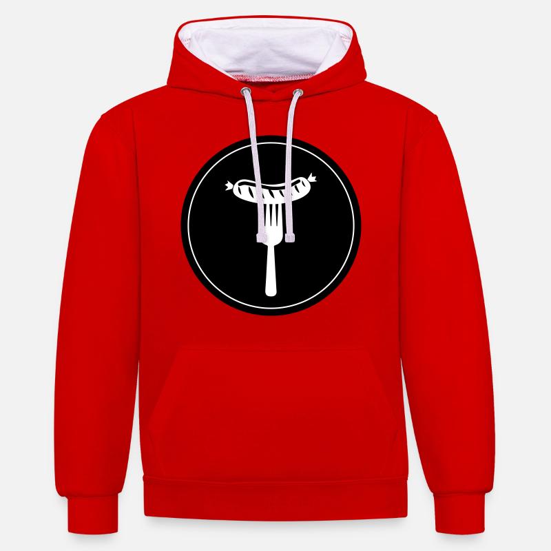 Bratwurst Fleisch icon - Kontrast-Hoodie - Rot/Weiß