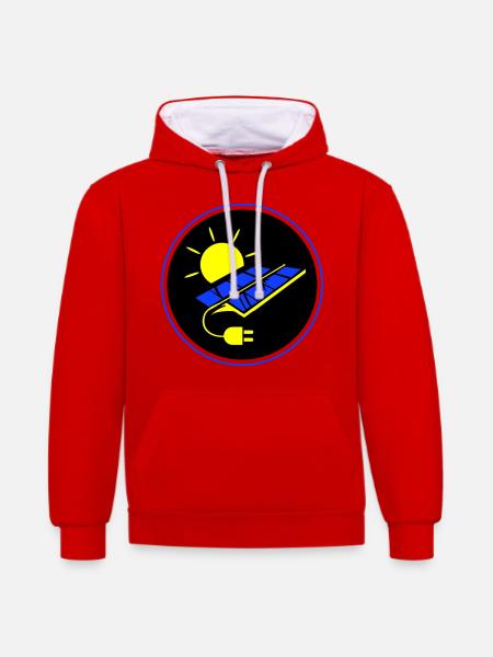 Photovoltaic system symbol solar energy - Contrast hoodie - red/white