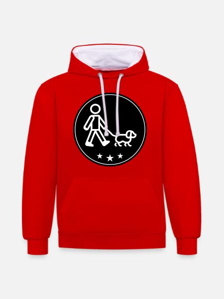 Dog walking dog - Contrast hoodie - red/white