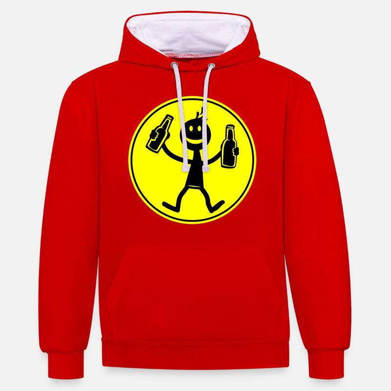 Drinking Bier - Kontrast-Hoodie - Rot/Weiß