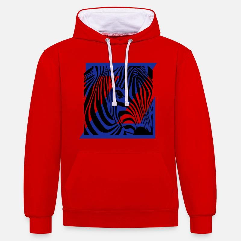 Zebra Mix - Sweat à capuche contrasté - rouge/blanc