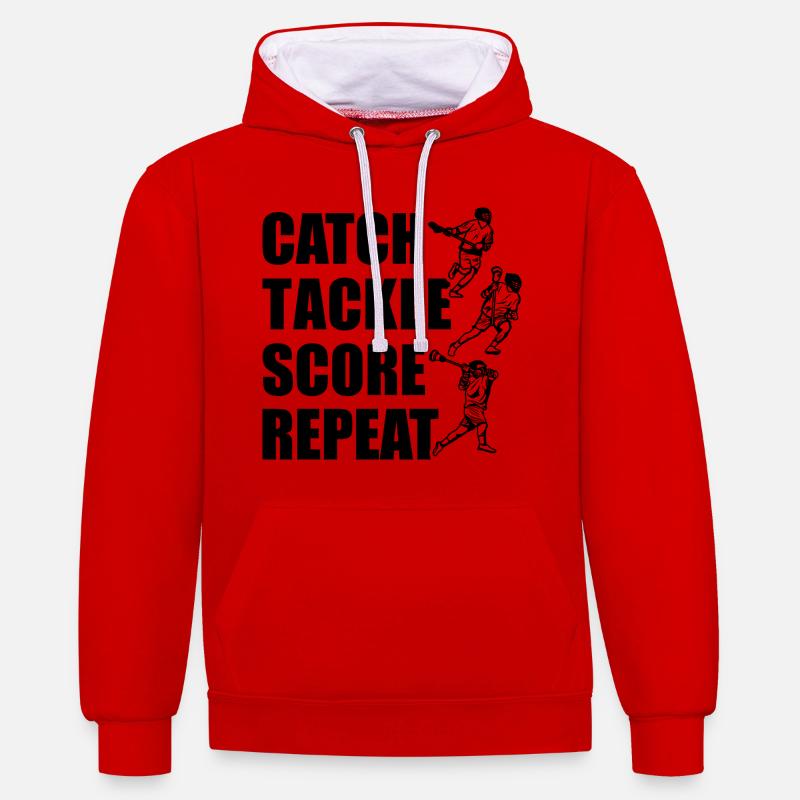 Attraper, plaquer, pointer, répéter - Sweat à capuche contrasté - rouge/blanc