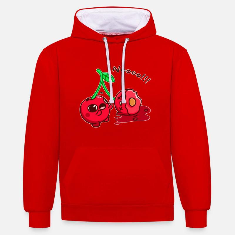 Drôle de paire de cerises - Sweat à capuche contrasté - rouge/blanc
