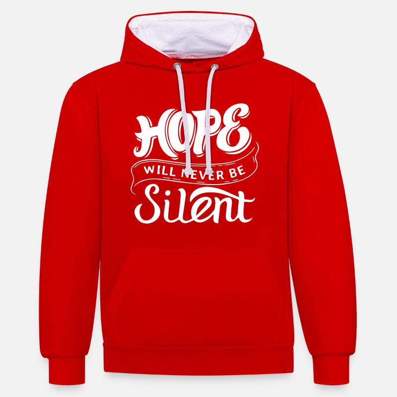 Hope Will Never Be Silent - Kontrast-Hoodie - Rot/Weiß