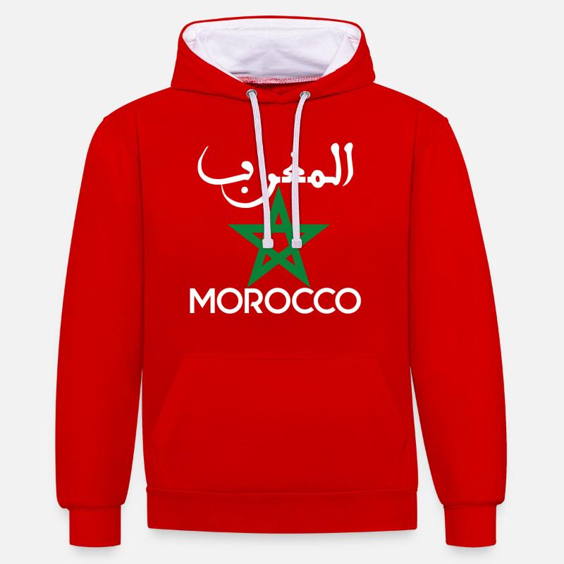 Maroc - Sweat à capuche contrasté - rouge/blanc
