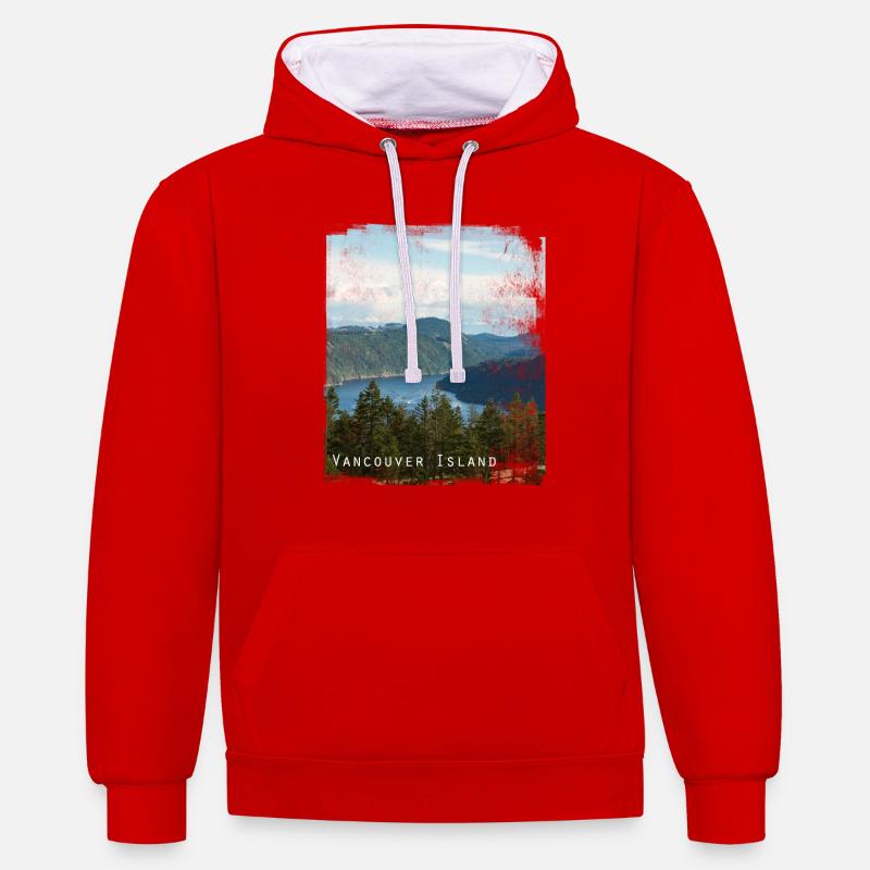 île de vancouver - Sweat à capuche contrasté - rouge/blanc