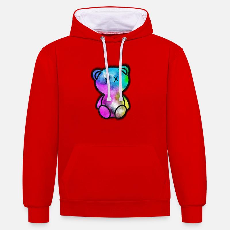 Patchy Bear 60 - Sweat à capuche contrasté - rouge/blanc