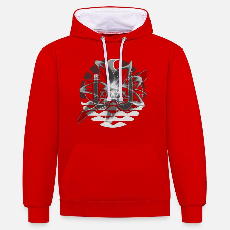 Un emblème stylé - Sweat à capuche contrasté - rouge/blanc