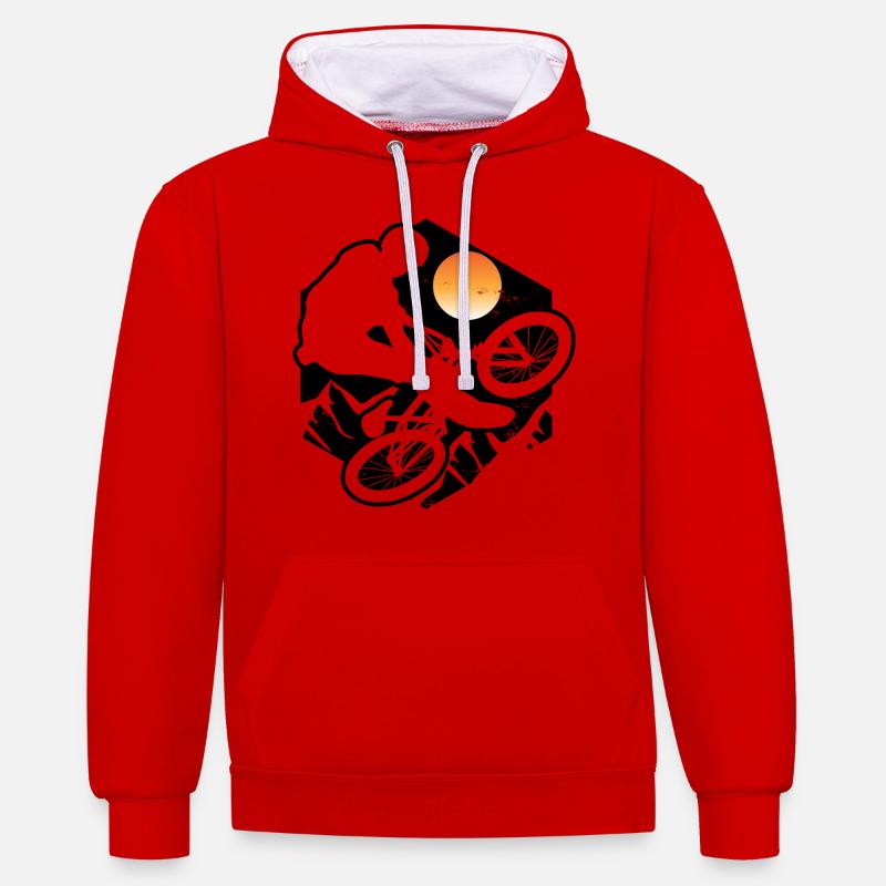 Saut en VTT - - Sweat à capuche contrasté - rouge/blanc