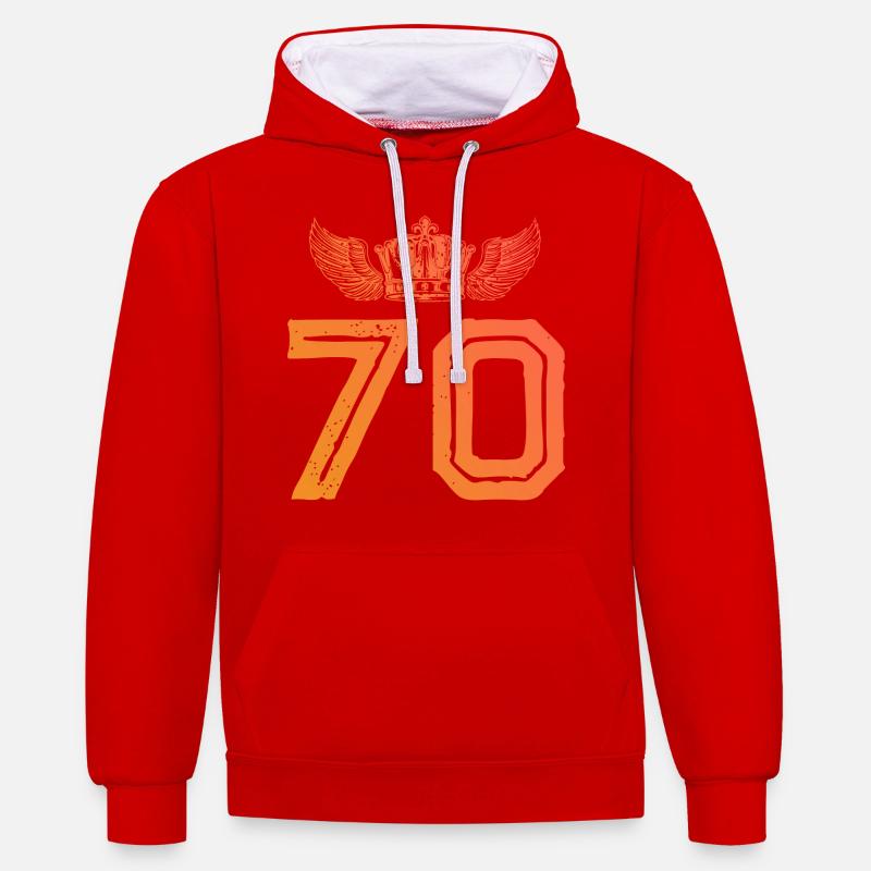 70 Couronne de numéros - Sweat à capuche contrasté - rouge/blanc