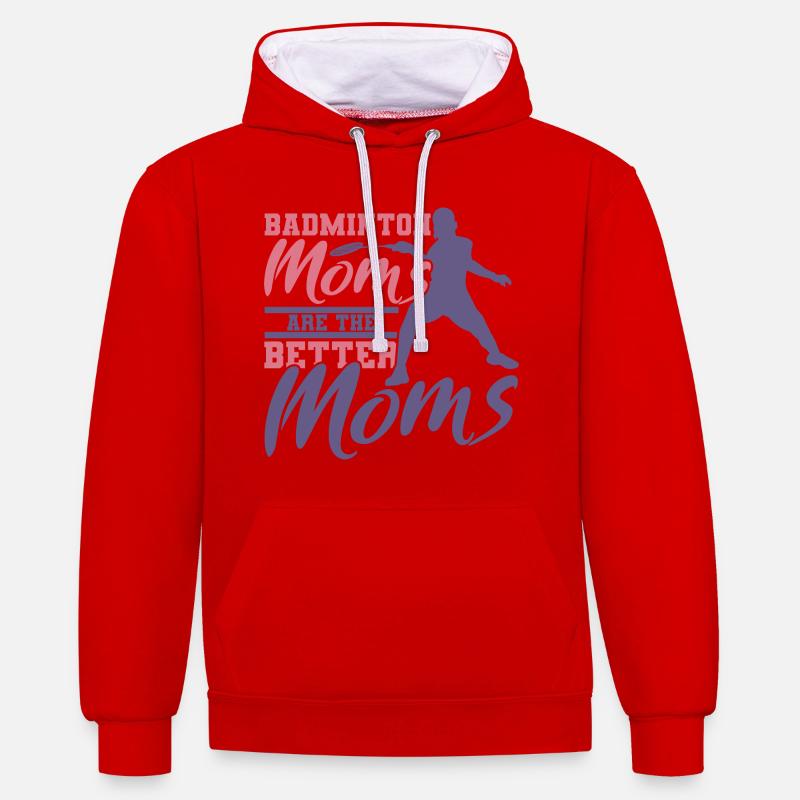 Drôle de mère de badminton - Sweat à capuche contrasté - rouge/blanc