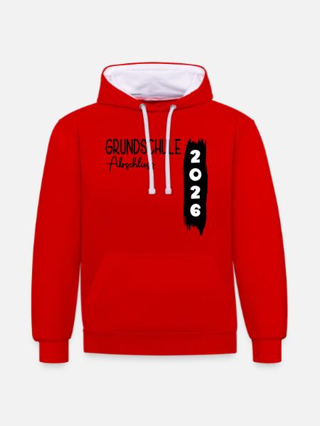 Grundschule Abschluss 2026 - Kontrast-Hoodie - Rot/Weiß
