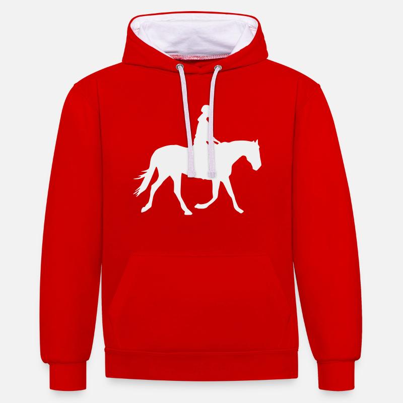 Cavalier Cheval - Sweat à capuche contrasté - rouge/blanc
