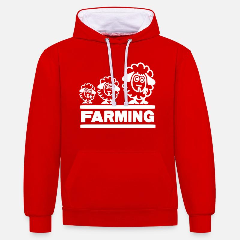 Farmer Evolution Mouton - Sweat à capuche contrasté - rouge/blanc
